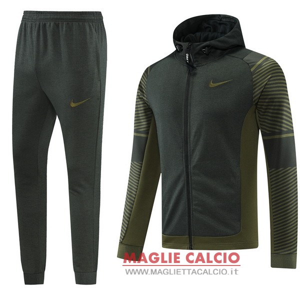 nuova nike insieme completo verde I navy giacca felpa cappuccio 2022-2023