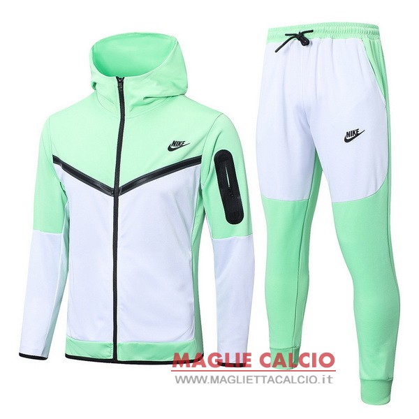 nuova nike insieme completo verde bianco giacca felpa cappuccio 2022-2023