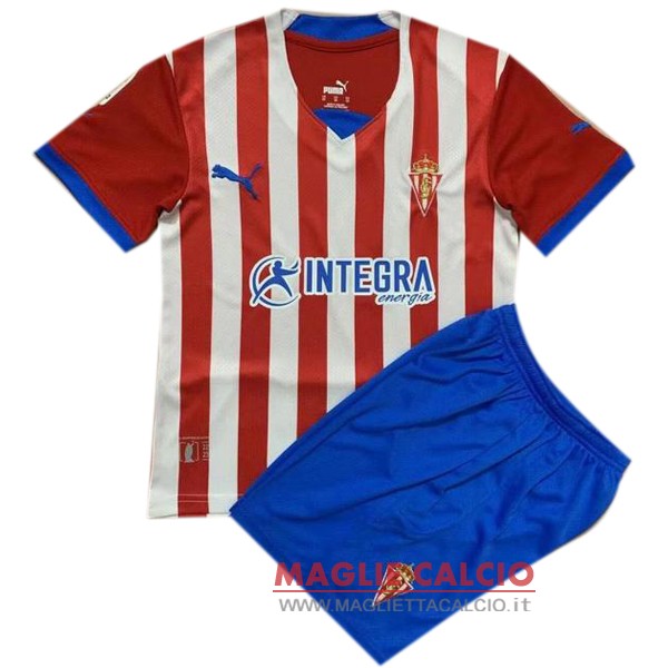 nuova prima magliette real sporting de gijon set completo bambino 2022-2023