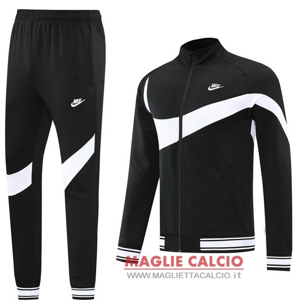 nuova nike insieme completo nero bianco giacca lunga zip 2022-2023