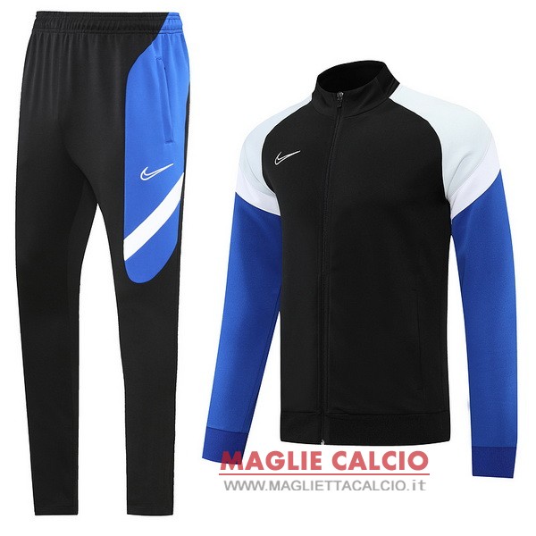 nuova nike insieme completo nero blu bianco giacca lunga zip 2022-2023