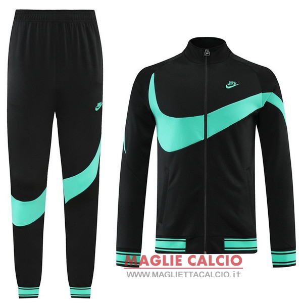 nuova nike insieme completo nero blu giacca lunga zip 2022-2023