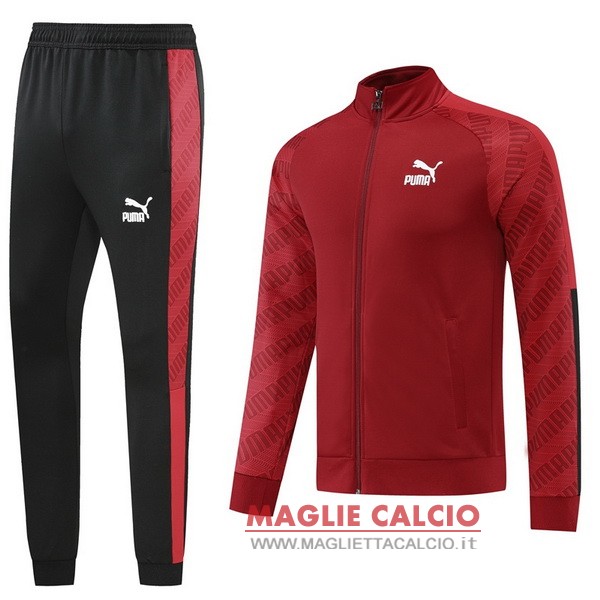 nuova nike insieme completo nero rosso giacca lunga zip 2022-2023