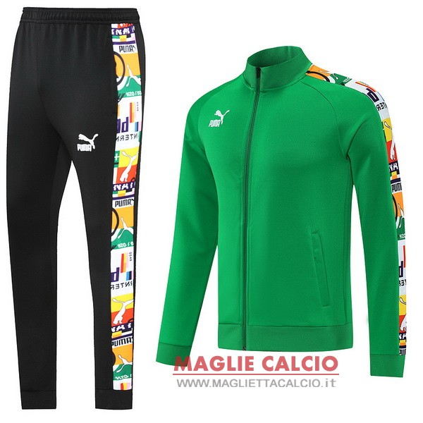 nuova puma insieme completo verde nero giacca lunga zip 2022-2023