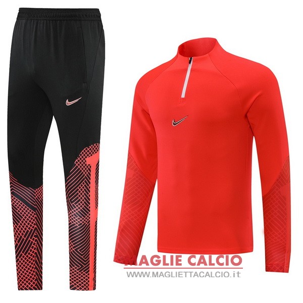 nuova nike insieme completo rosso nero felpa da allenamento 2022-2023