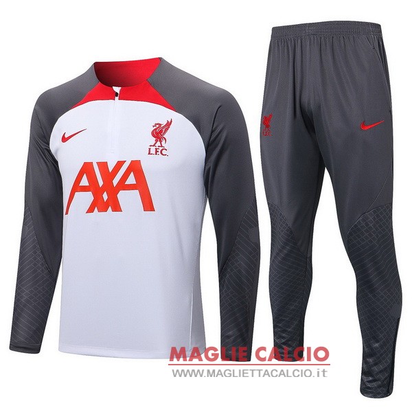 liverpool set completo bianco grigio felpa da allenamento 2022-2023