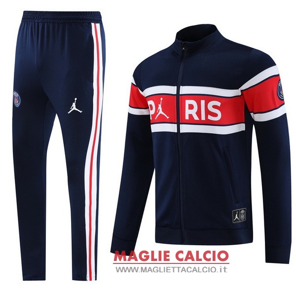 nuova paris saint germain insieme completo blu rosso bianco giacca lunga zip 2023-2024