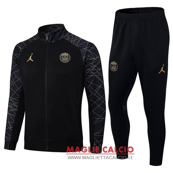 nuova paris saint germain insieme completo nero grigio giacca lunga zip 2023-2024