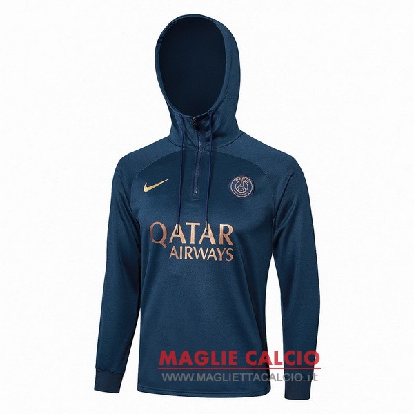 nuova paris saint germain blu II navy giacca felpa cappuccio 2023-2024