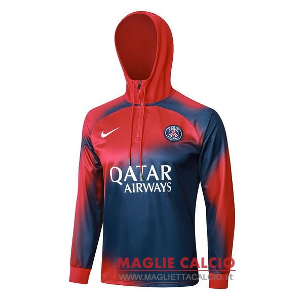 nuova paris saint germain rosso blu giacca felpa cappuccio 2023-2024