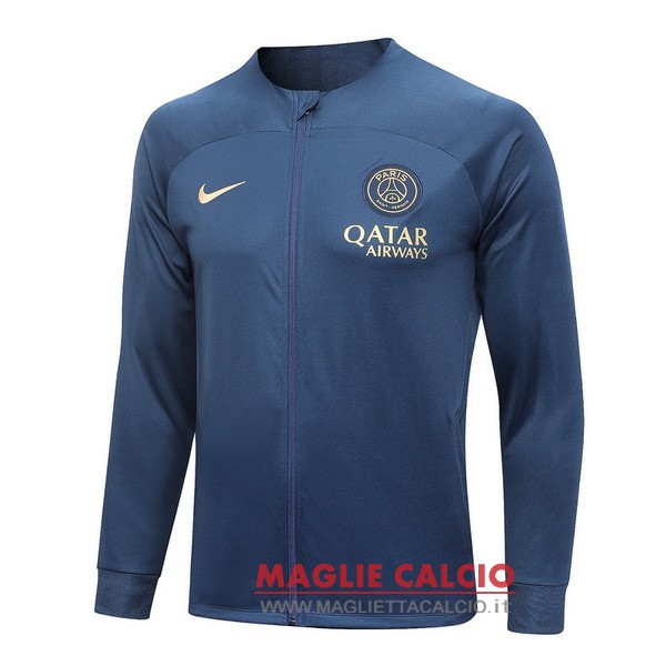 nuova paris saint germain blu navy giacca lunga zip 2023-2024