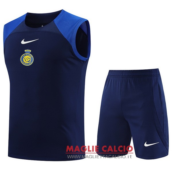 senza maniche formazione set completo divisione magliette al nassr 2023-2024 blu