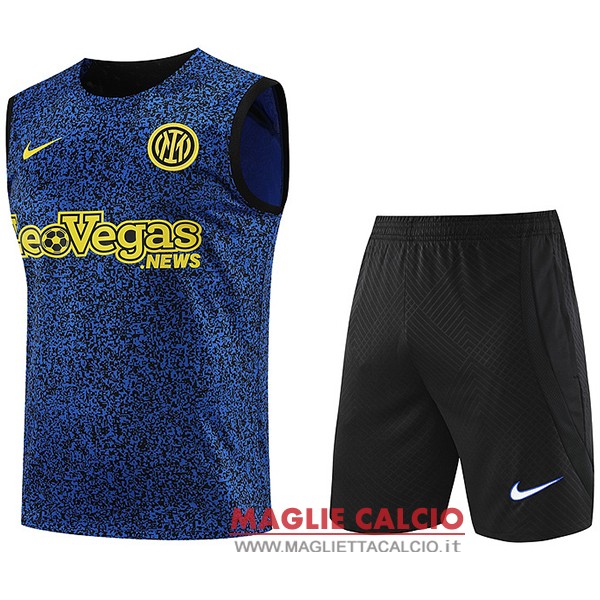 senza maniche magliette inter milan formazione set completo 2023-2024 blu giallo nero