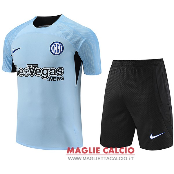 nuova magliette inter milan formazione set completo 2023-2024 blu IIII nero