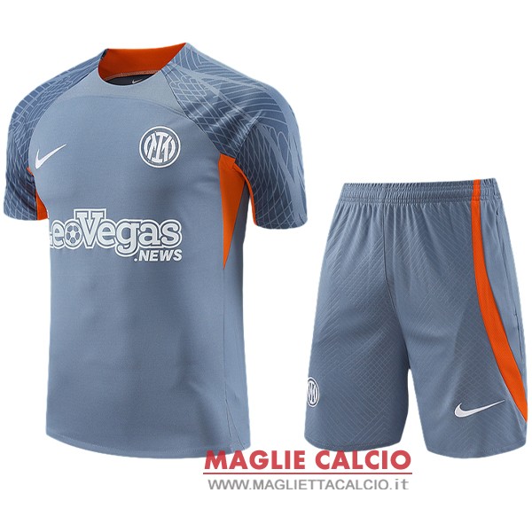 nuova magliette inter milan formazione set completo 2023-2024 grigio arancione