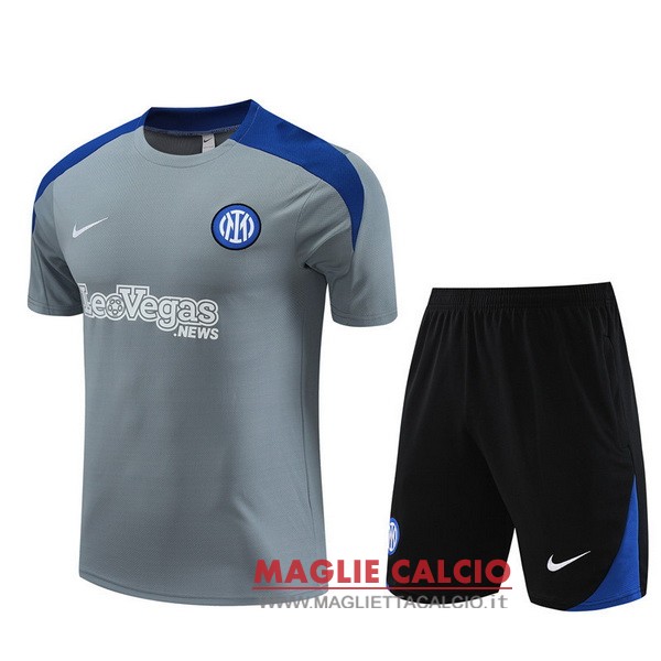 nuova magliette inter milan formazione set completo 2023-2024 grigio nero blu