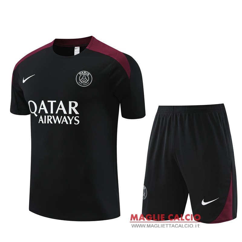 formazione magliette paris saint germain set completo bambino 2023-2024 nero rosso