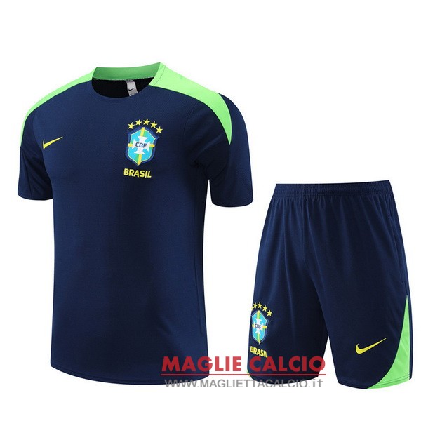formazione magliette brasile set completo bambino 2024 blu navy verde