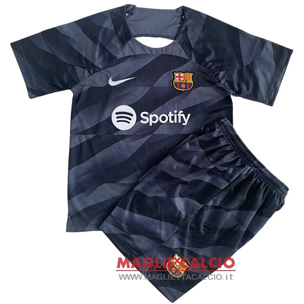 nuova divisione magliette portiere barcellona set completo uomo 2023-2024 nero