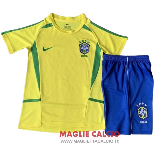 nuova prima magliette brasile retro set completo bambino 2002