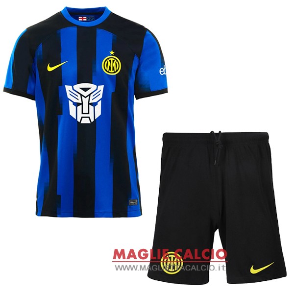 nuova prima magliette inter milan set completo bambino 2023-2024 blu nero