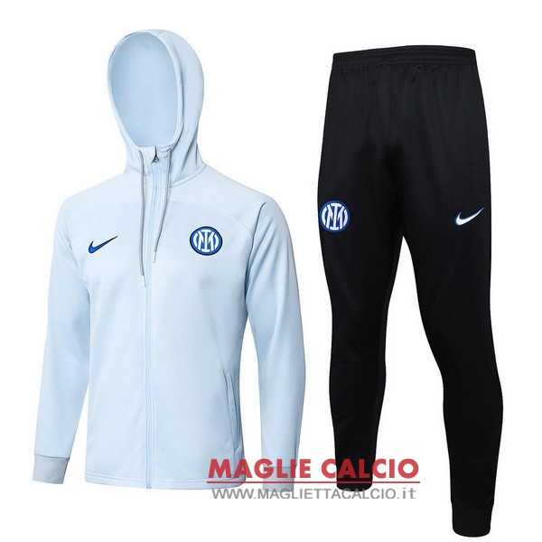 nuova inter milan insieme completo blu nero giacca felpa cappuccio 2023-2024