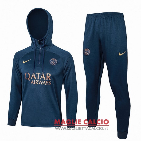 felpa da allenamento bambino set completo psg 2023-2024 blu II navy