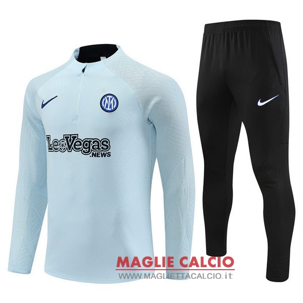 giocatori felpa da allenamento bambino set completo inter milan 2023-2024 blu luce nero