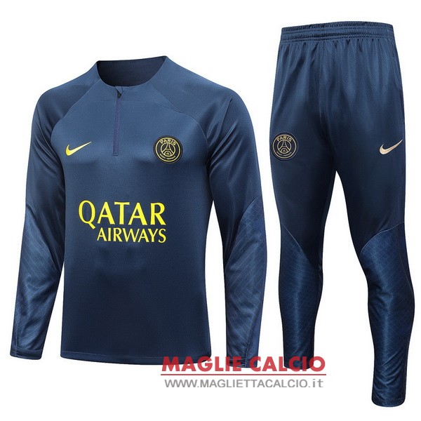 felpa da allenamento bambino set completo psg 2023-2024 blu navy