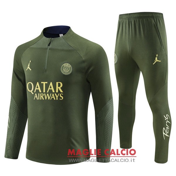 felpa da allenamento bambino set completo psg 2023-2024 verde