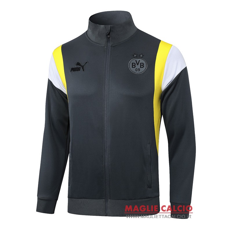 nuova borussia dortmund grigio giallo giacca lunga zip 2023-2024