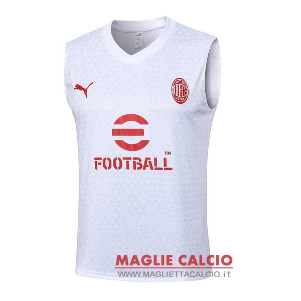 senza maniche formazione divisione magliette ac milan 2023-2024 bianco rosso