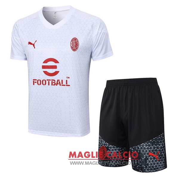 nuova formazione set completo divisione magliette ac milan 2023-2024 bianco nero rosso