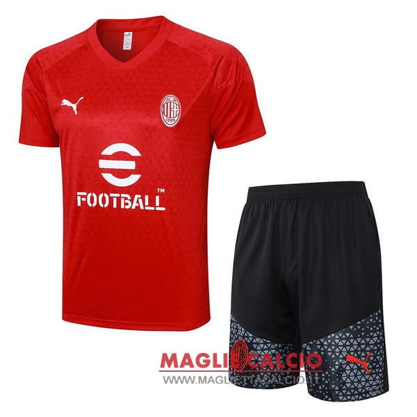 nuova formazione set completo divisione magliette ac milan 2023-2024 rosso nero grigio