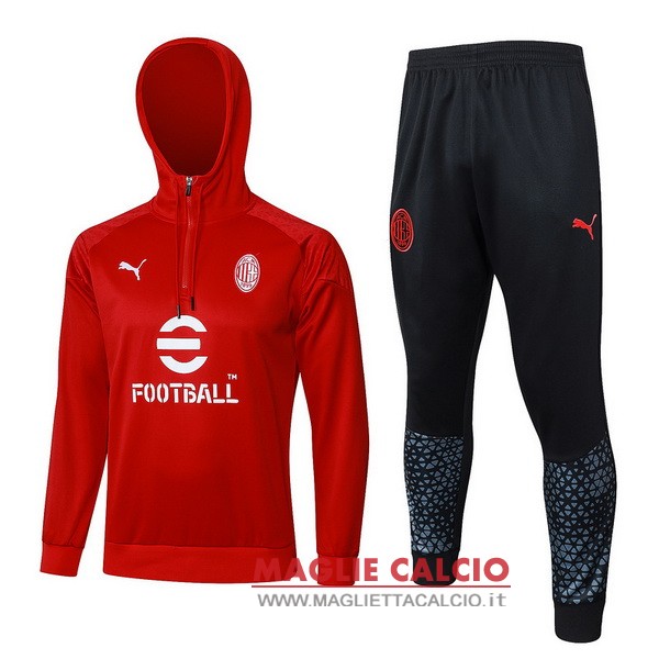 nuova ac milan insieme completo rosso nero giacca felpa cappuccio 2023-2024