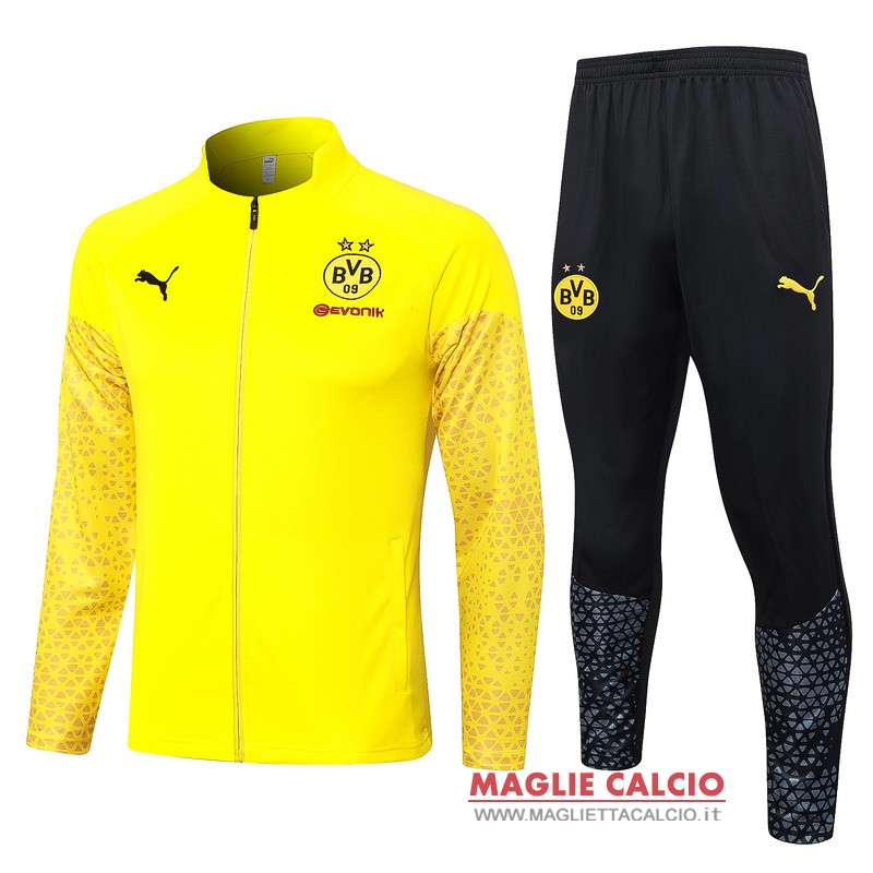 nuova borussia dortmund insieme completo giallo I nero giacca lunga zip 2023-2024