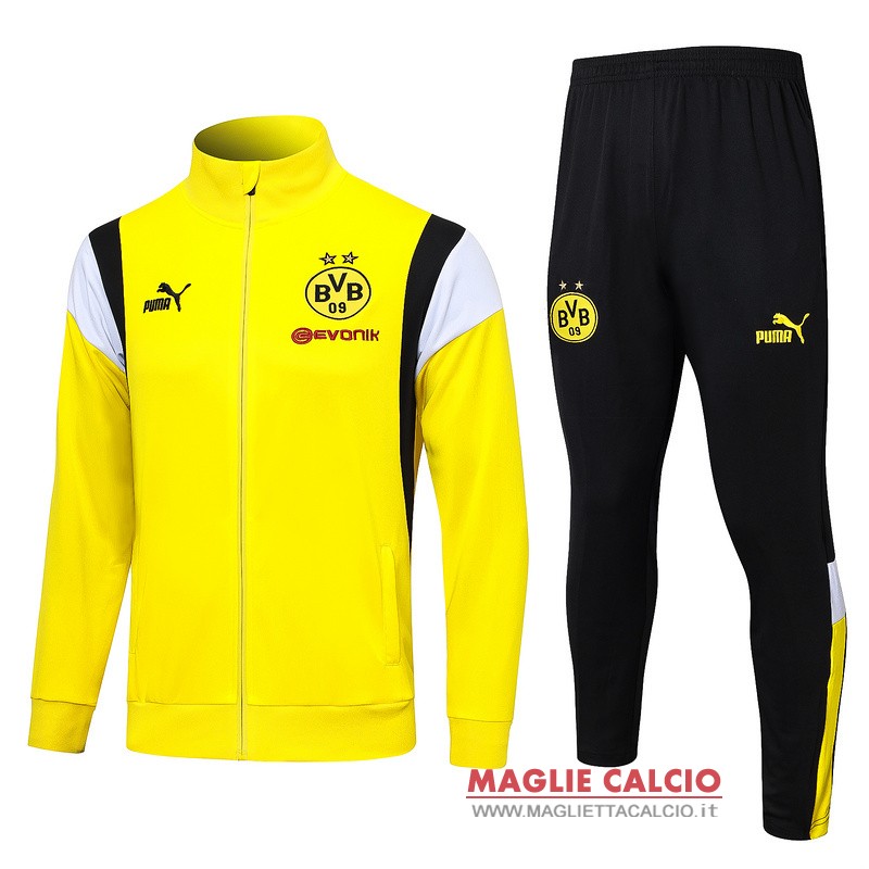 nuova borussia dortmund insieme completo giallo bianco nero giacca lunga zip 2023-2024