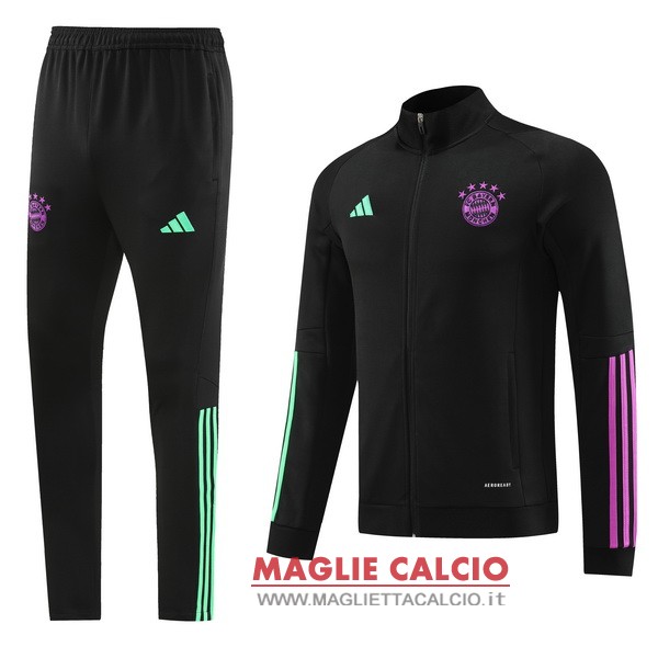 nuova bayern monaco insieme completo nero I purpureo giacca Lunga Zip 2023-2024