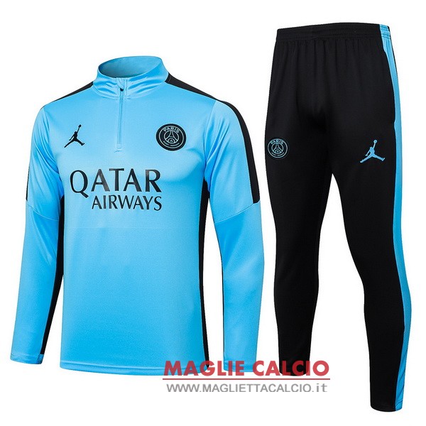 felpa da allenamento bambino set completo psg 2023-2024 blu II nero