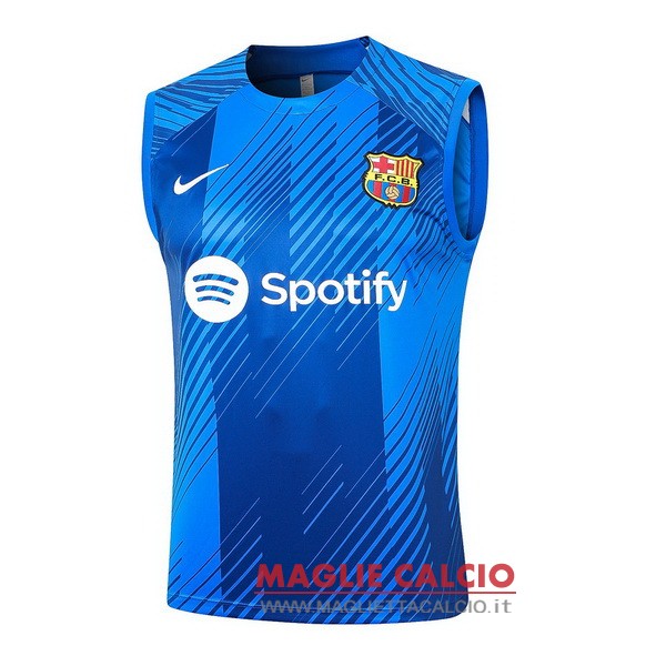 nuova senza maniche formazione divisione magliette barcelona 2023-2024 blu bianco