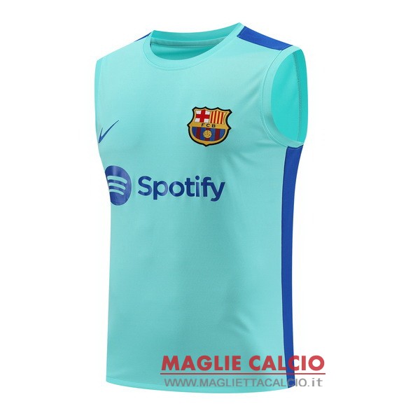 nuova senza maniche formazione divisione magliette barcelona 2023-2024 blu verde