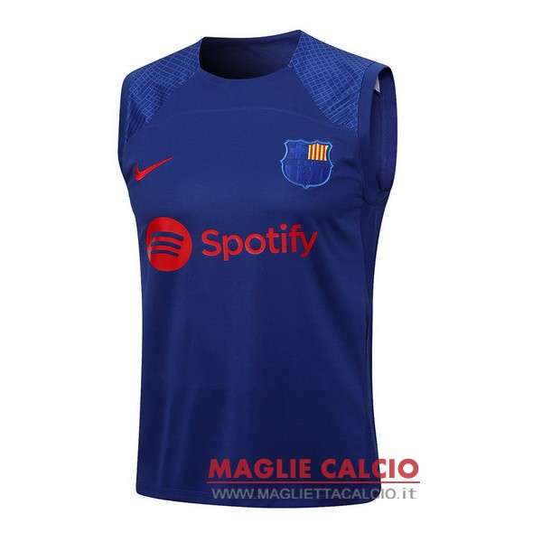 nuova senza maniche formazione divisione magliette barcelona 2023-2024 blu