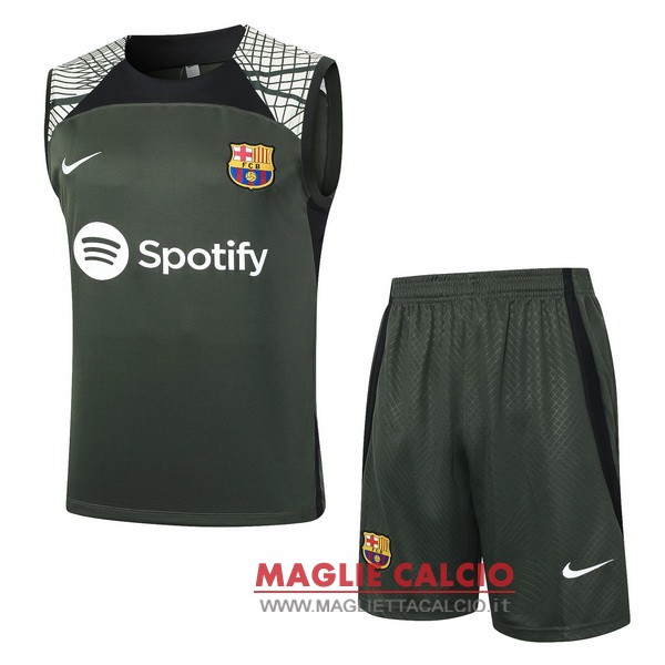 nuova senza maniche formazione set completo divisione magliette barcelona 2023-2024 verde