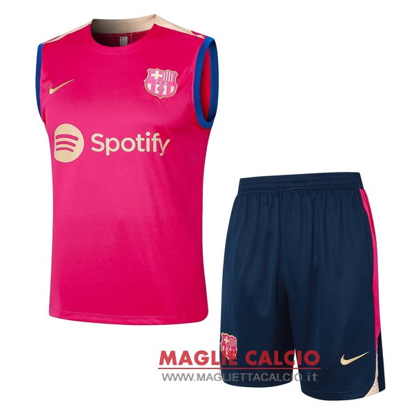 nuova senza maniche formazione set completo divisione magliette barcelona 2023-2024 rosa blu