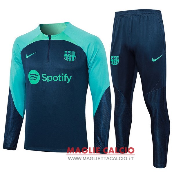 felpa da allenamento bambino set completo barcelona 2023-2024 blu navy I verde