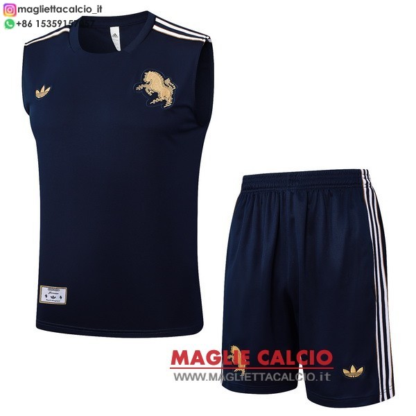 senza maniche magliette set completo juventus formazione 2025-2026 Blu Navy