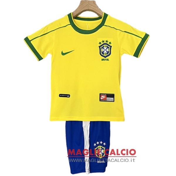 nuova prima magliette brasile retro set completo bambino 1998