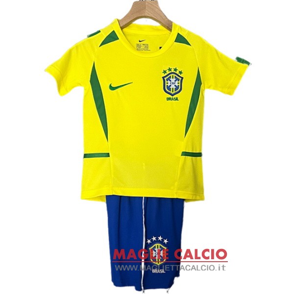 nuova prima magliette brasile retro set completo bambino 2002