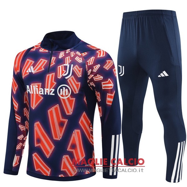 nuova juventus insieme completo rosa blu navy bambino felpa da allenamento 2023-2024