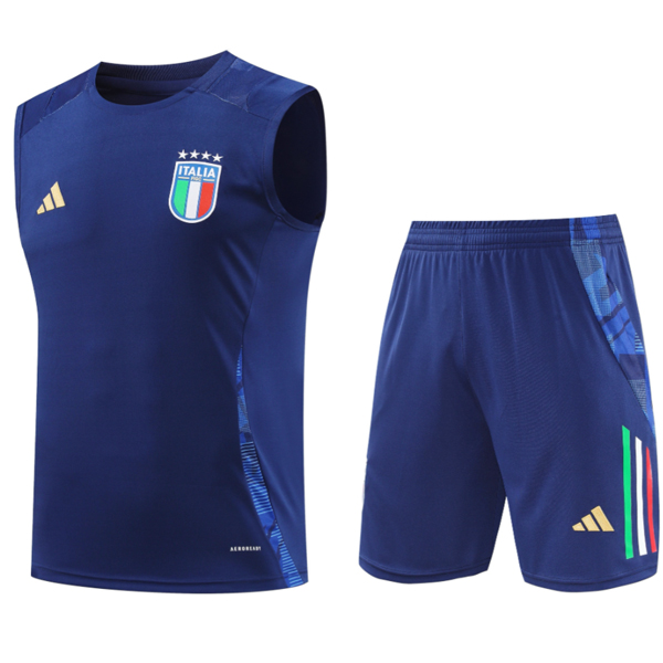 senza maniche magliette italia formazione set completo 2024 Blu I Navy